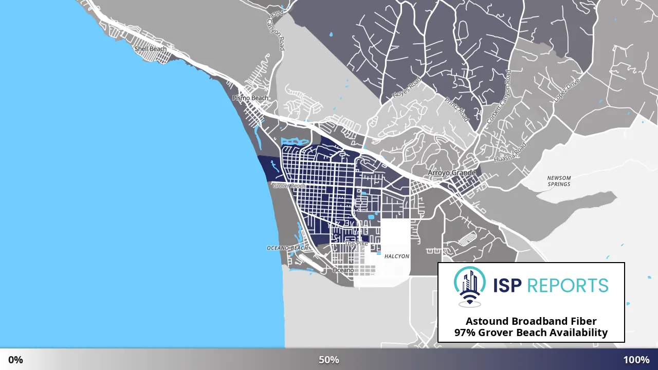 Grover Beach, CA map of internet availability