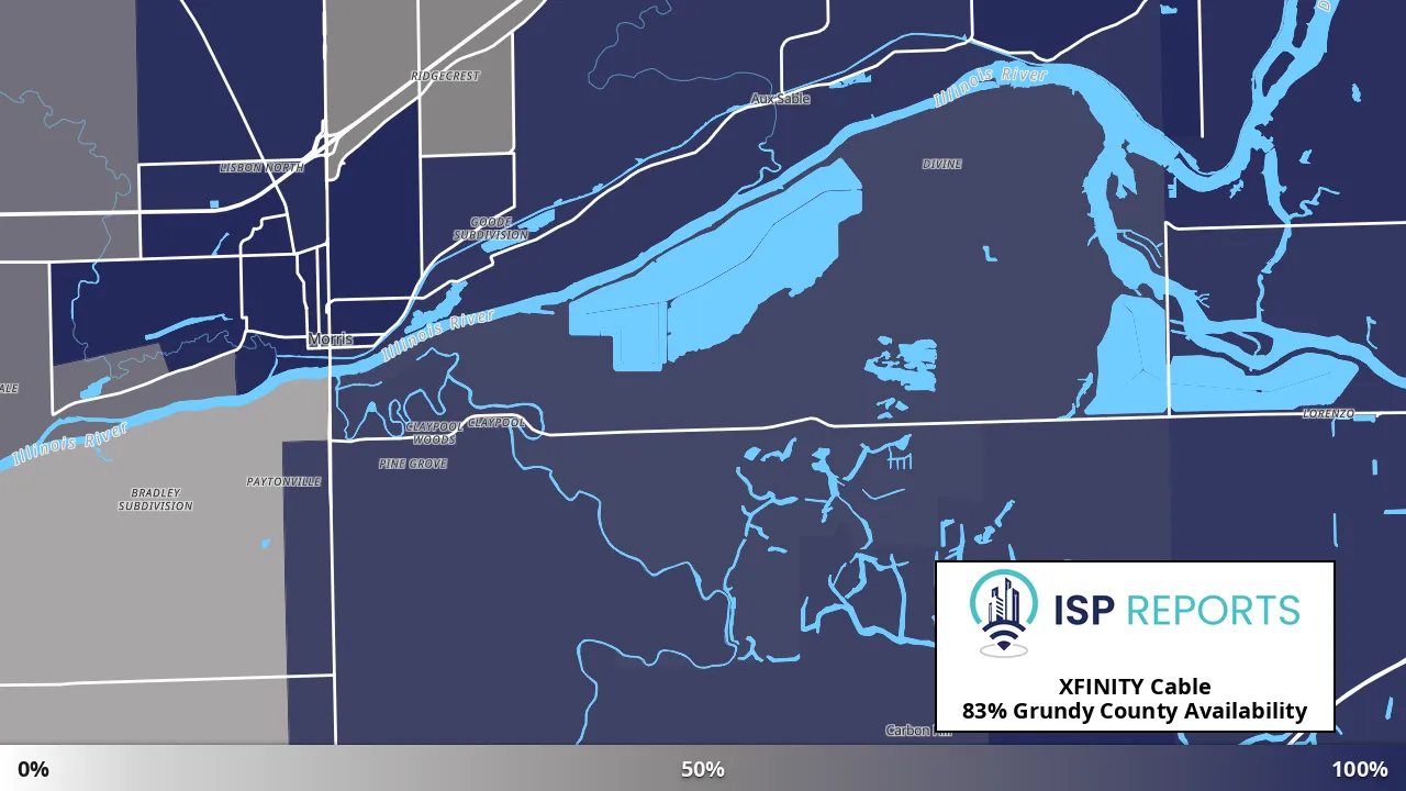 Grundy County, IL map of internet availability