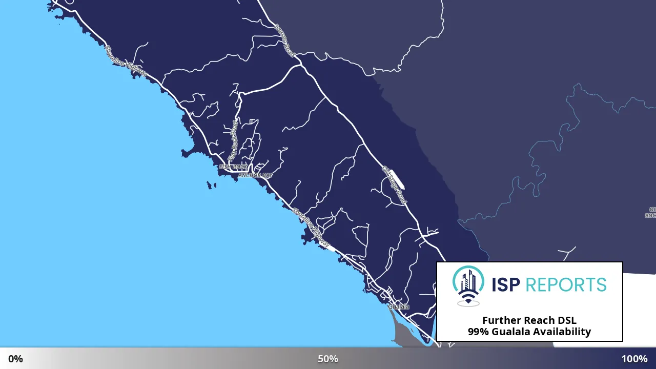 Gualala, CA map of internet availability