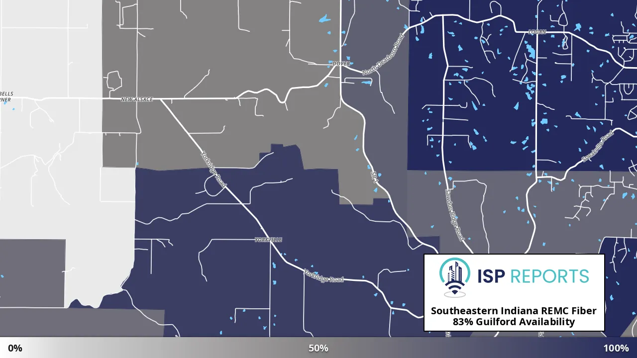 Guilford, IN map of internet availability