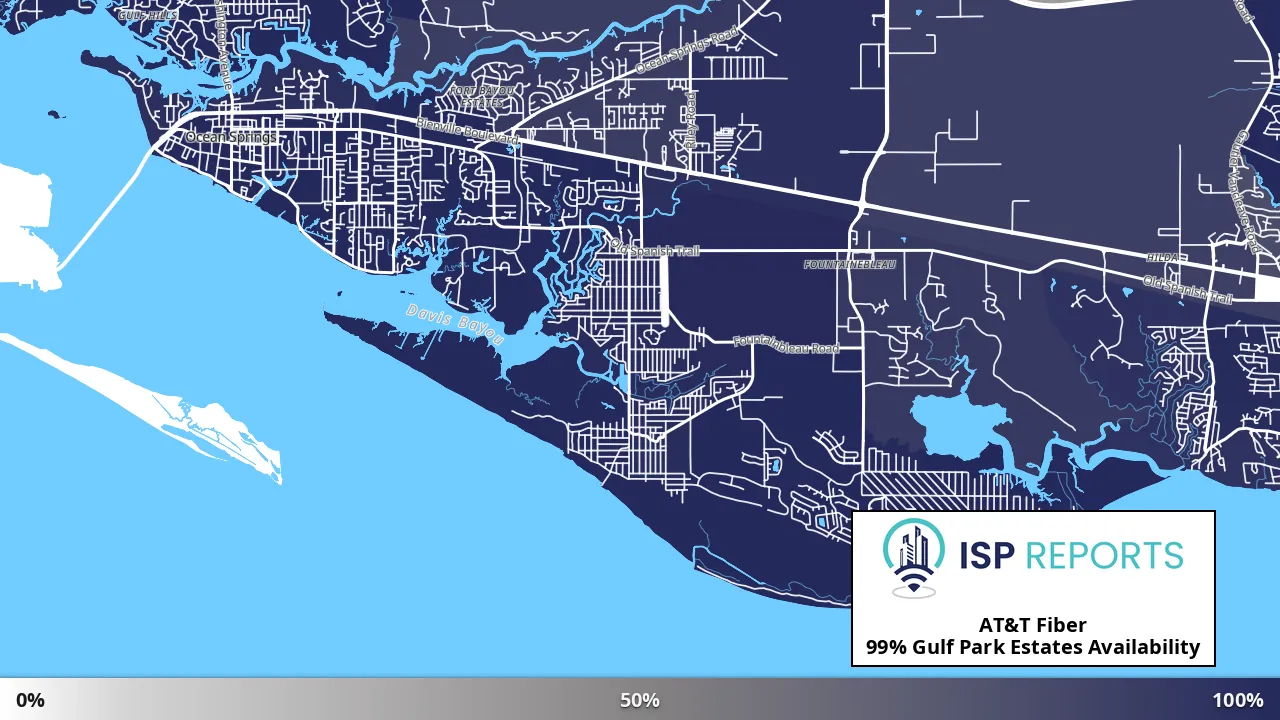 Gulf Park Estates, MS map of internet availability