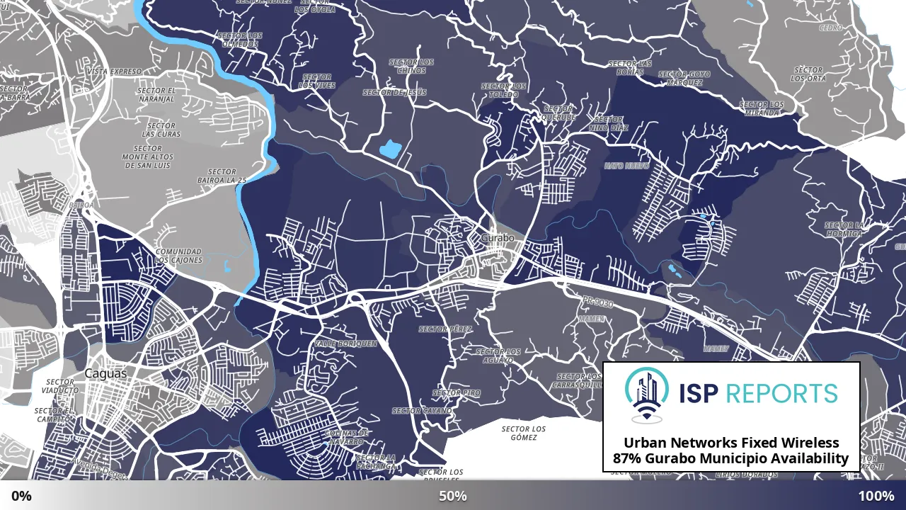 Gurabo Municipio, PR map of internet availability