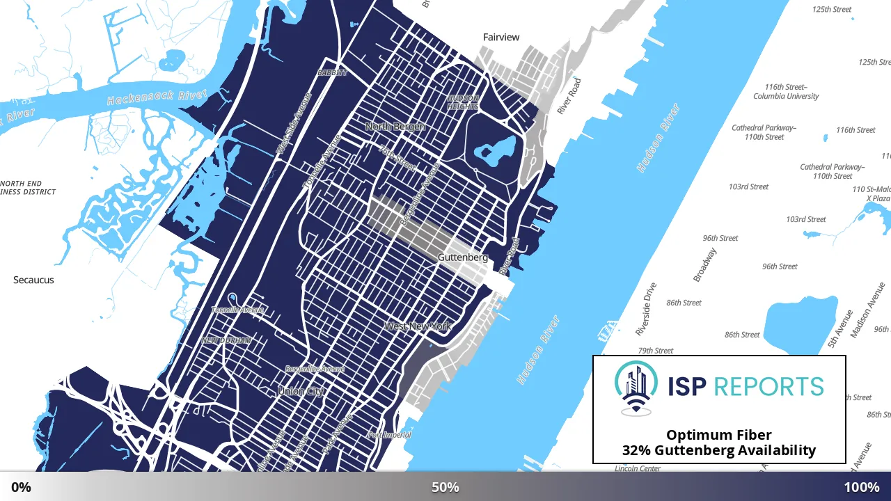 Guttenberg, NJ map of internet availability