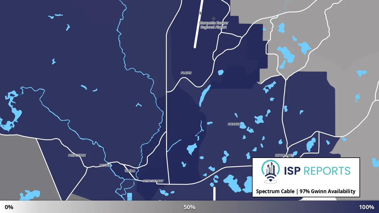 Gwinn, MI map of internet availability