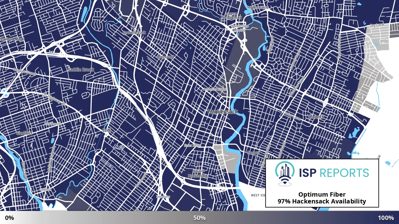 Hackensack, NJ map of internet availability