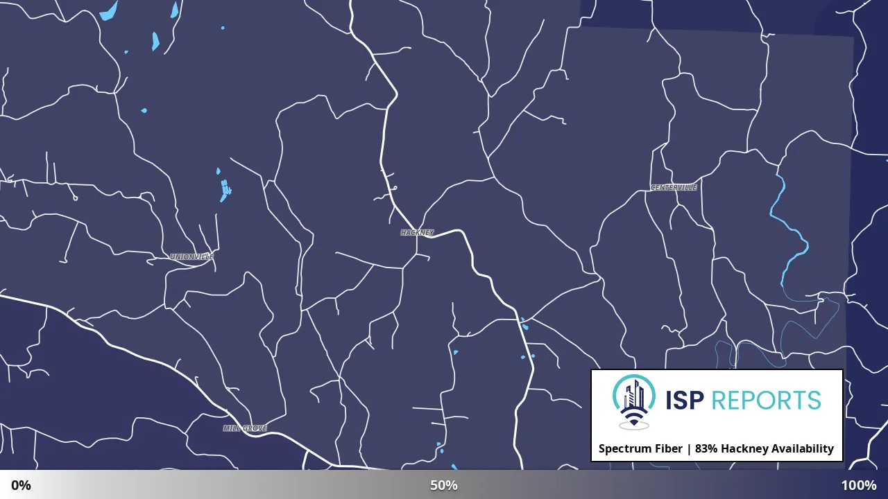 Hackney, OH map of internet availability