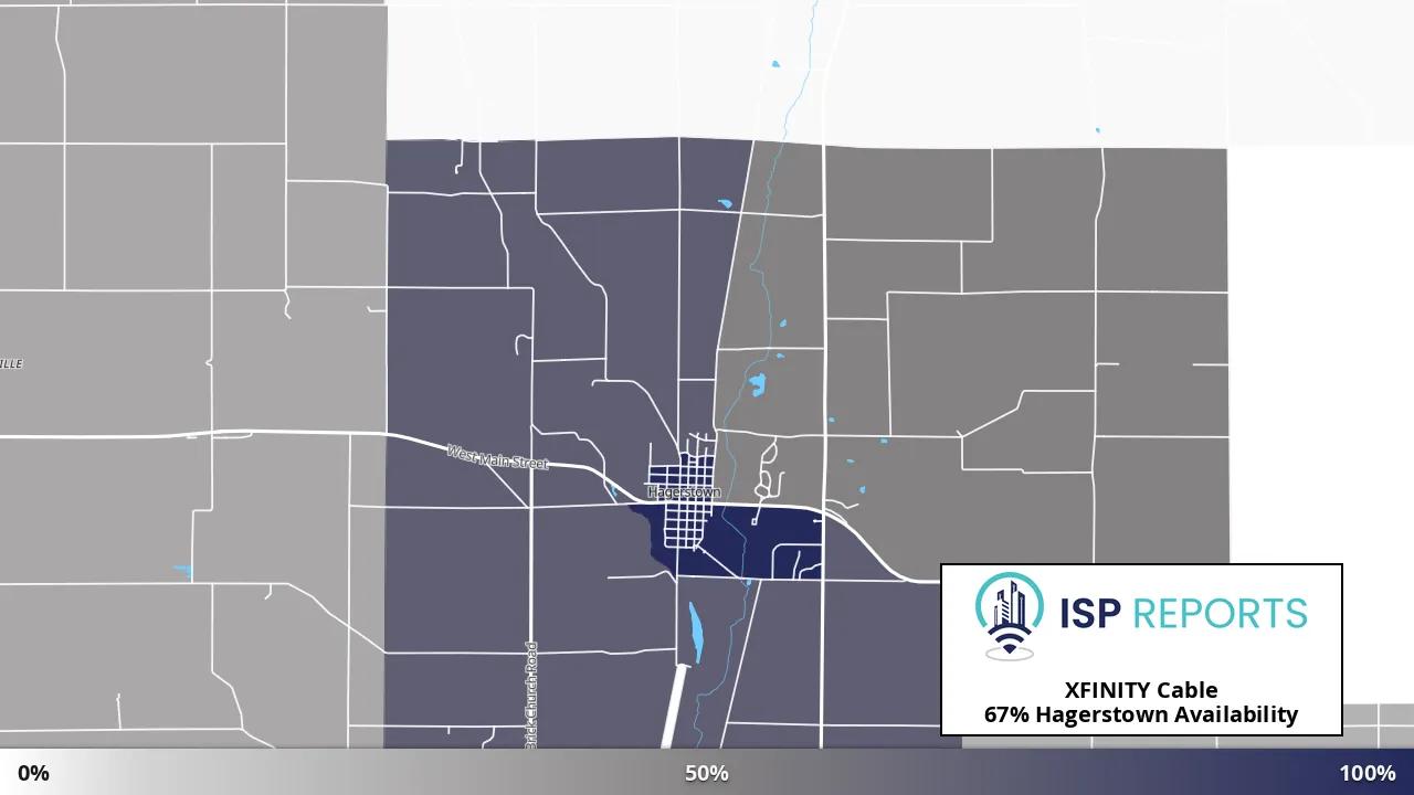 Hagerstown, IN map of internet availability