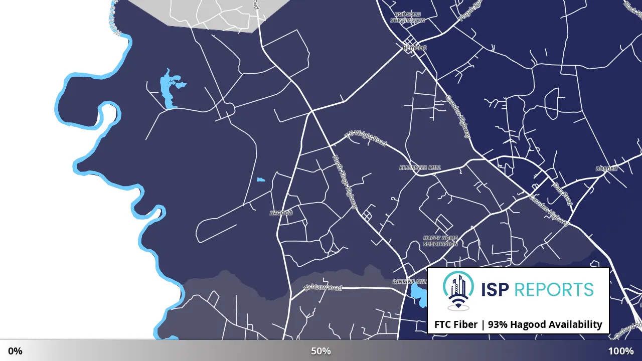 Hagood, SC map of internet availability