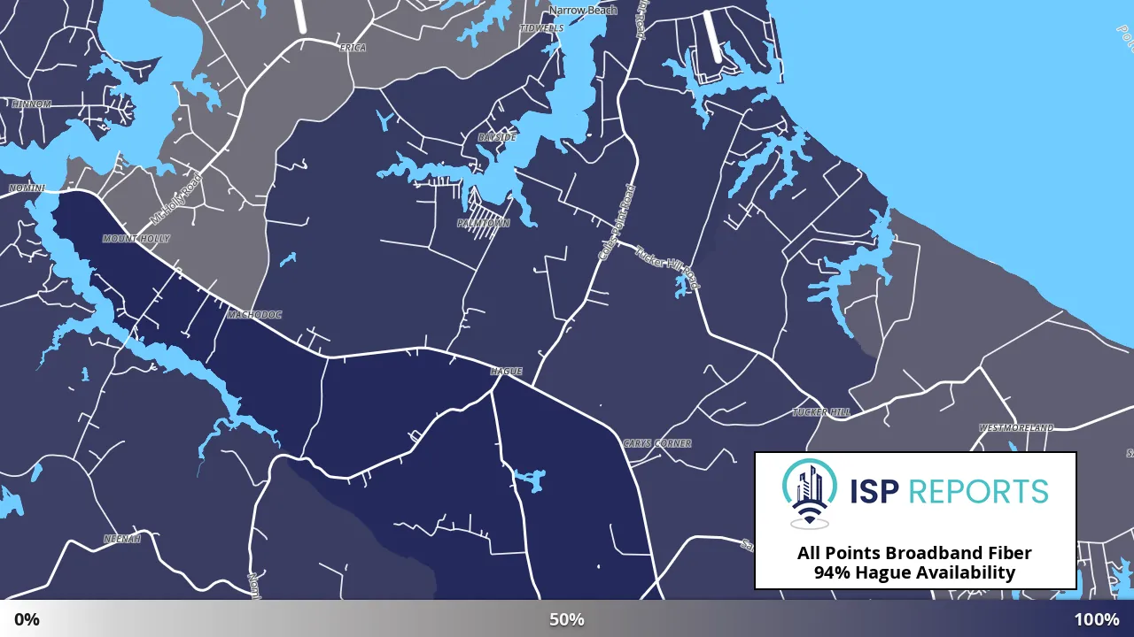 Hague, VA map of internet availability