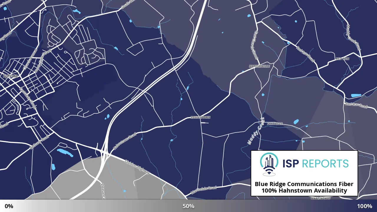 Hahnstown, PA map of internet availability
