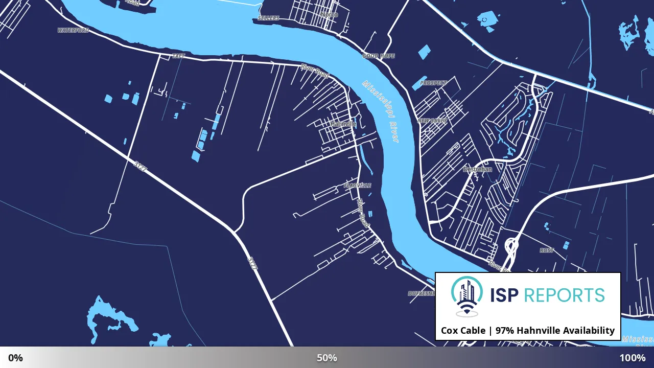 Hahnville, LA map of internet availability