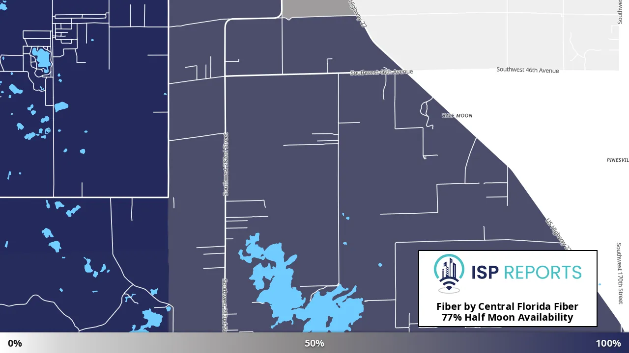 Half Moon, FL map of internet availability