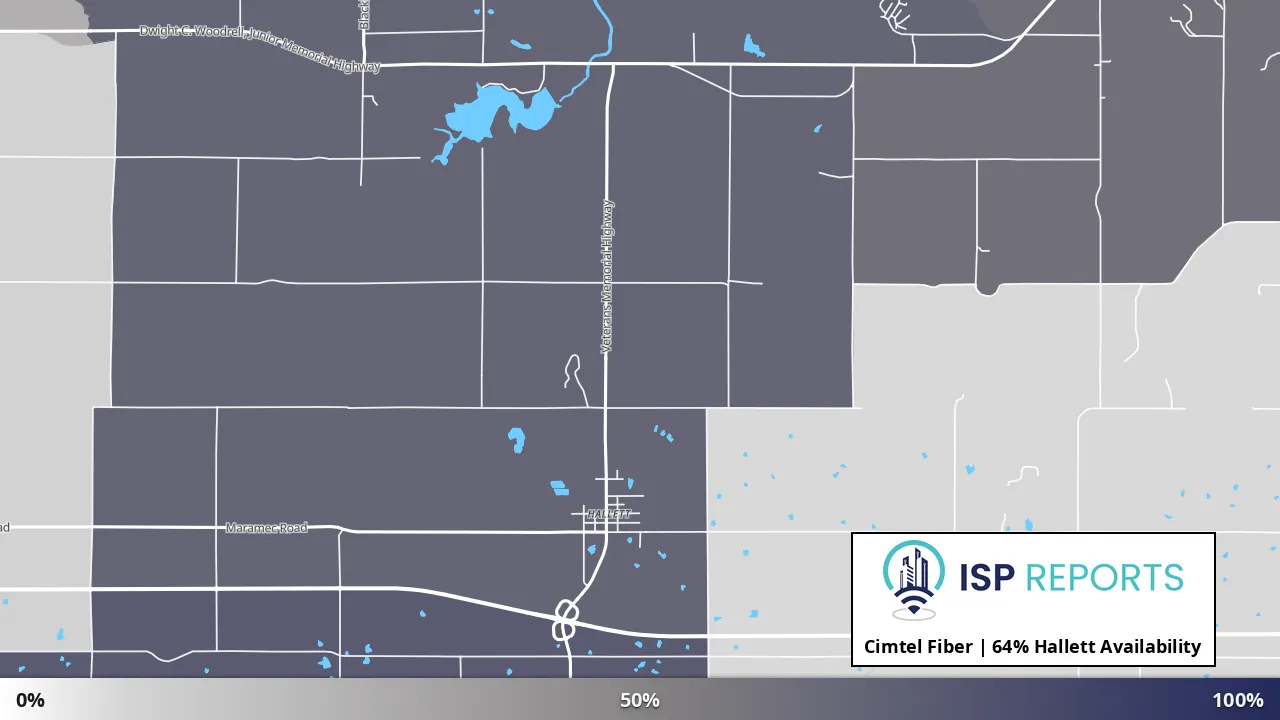 Hallett, OK map of internet availability
