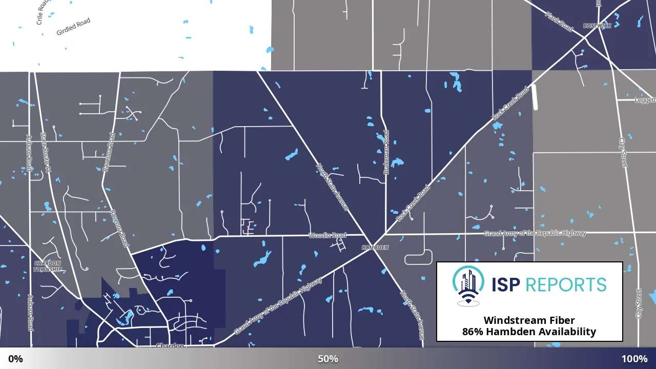 Hambden, OH map of internet availability