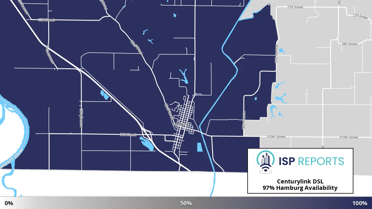 Hamburg, IA map of internet availability