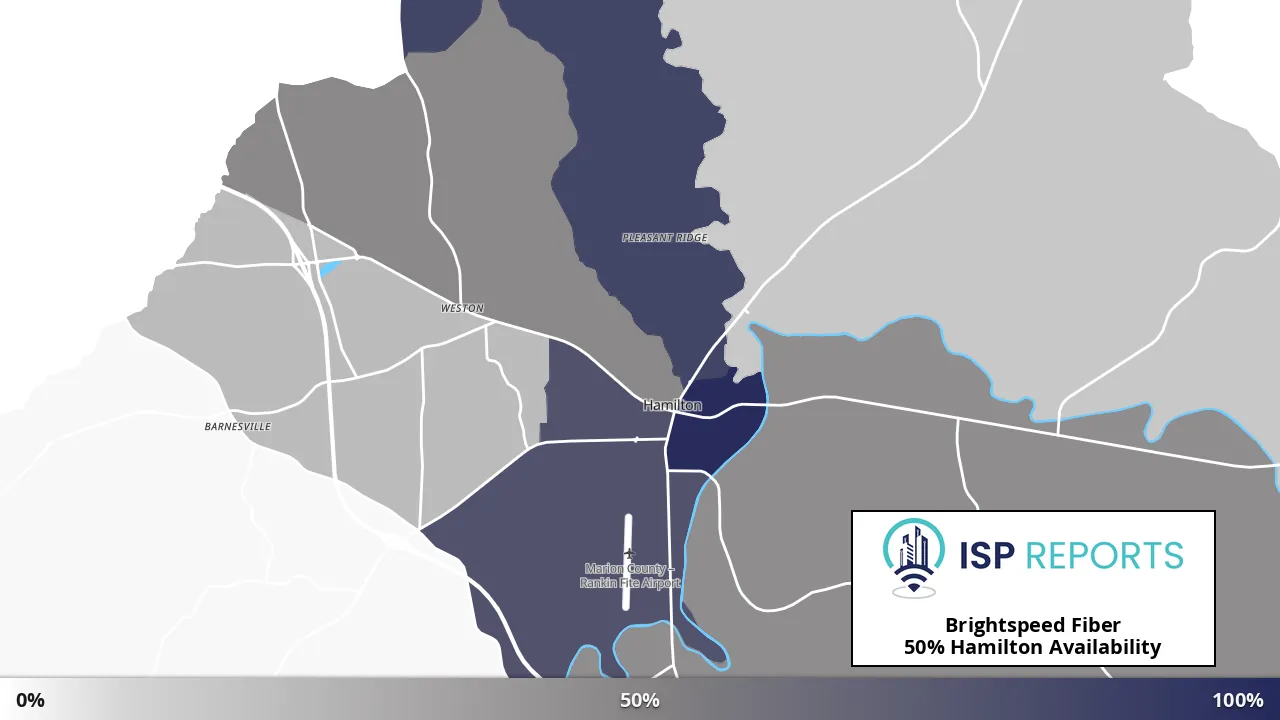 Hamilton, AL map of internet availability
