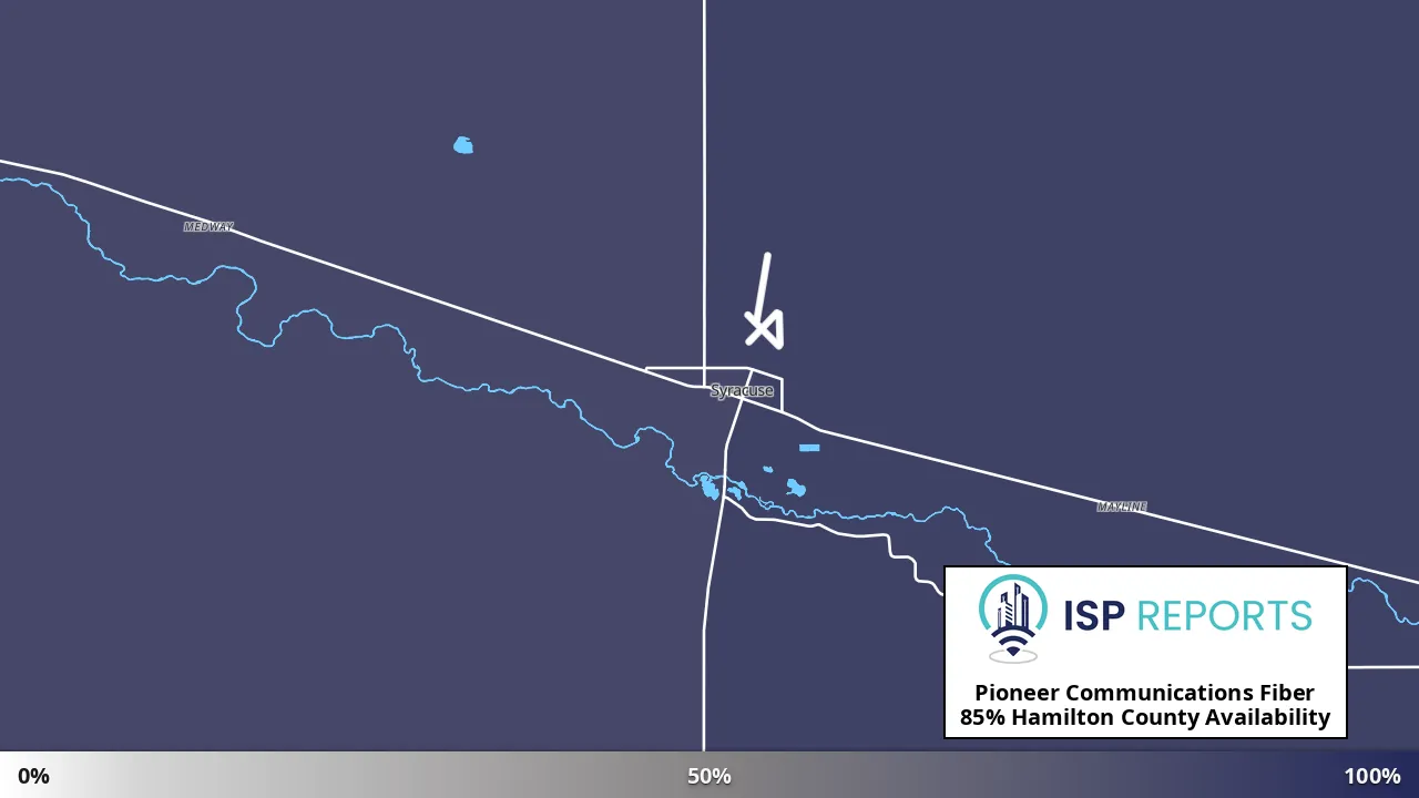 Hamilton County, KS map of internet availability