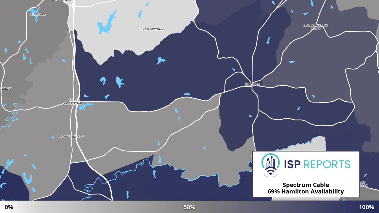 Hamilton, GA map of internet availability