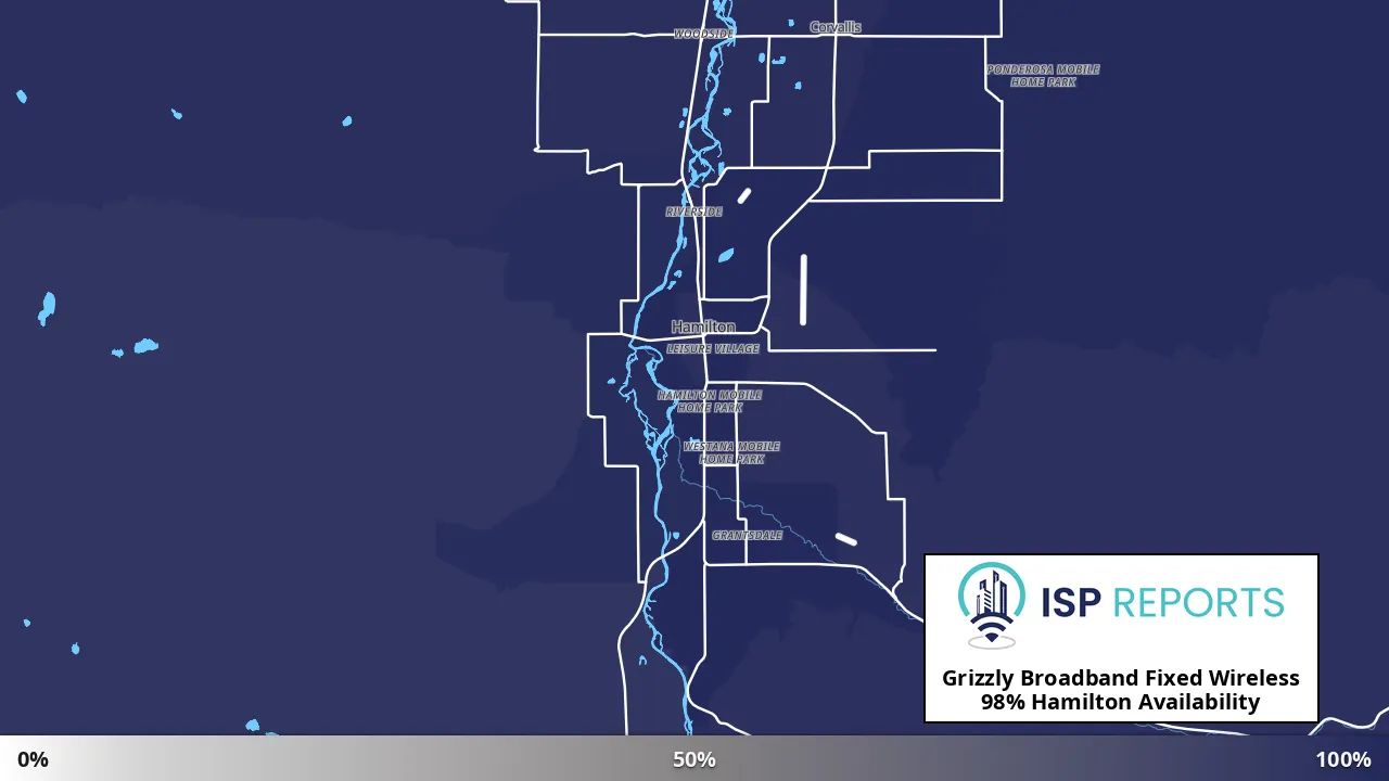 Hamilton, MT map of internet availability
