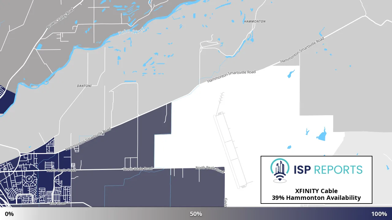 Hammonton, CA map of internet availability