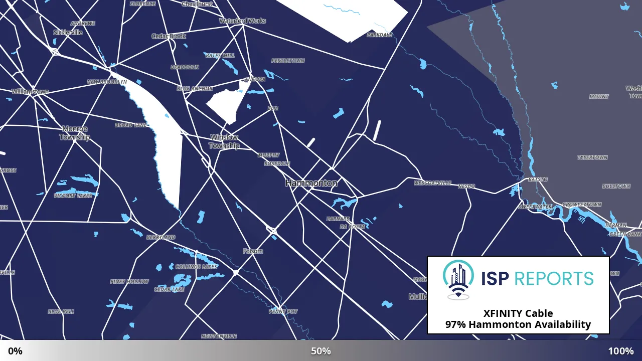 Hammonton, NJ map of internet availability
