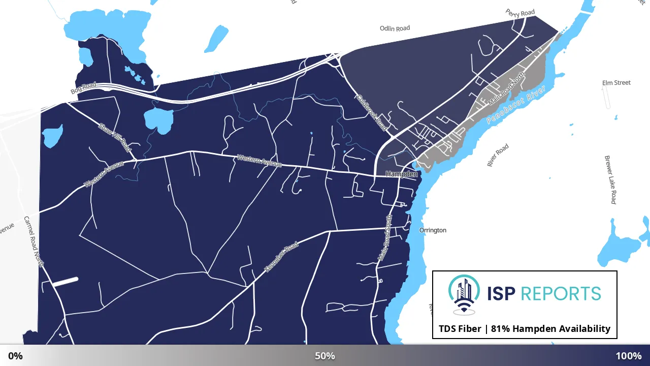 Hampden, ME map of internet availability