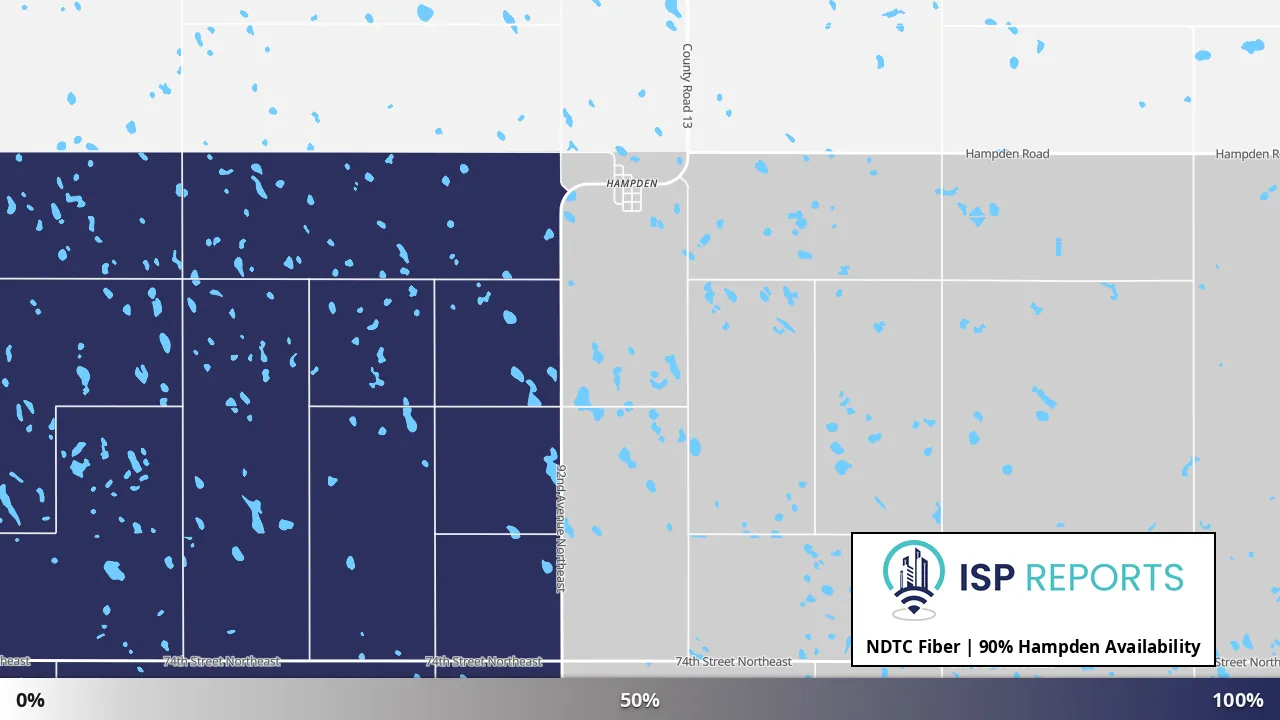 Hampden, ND map of internet availability