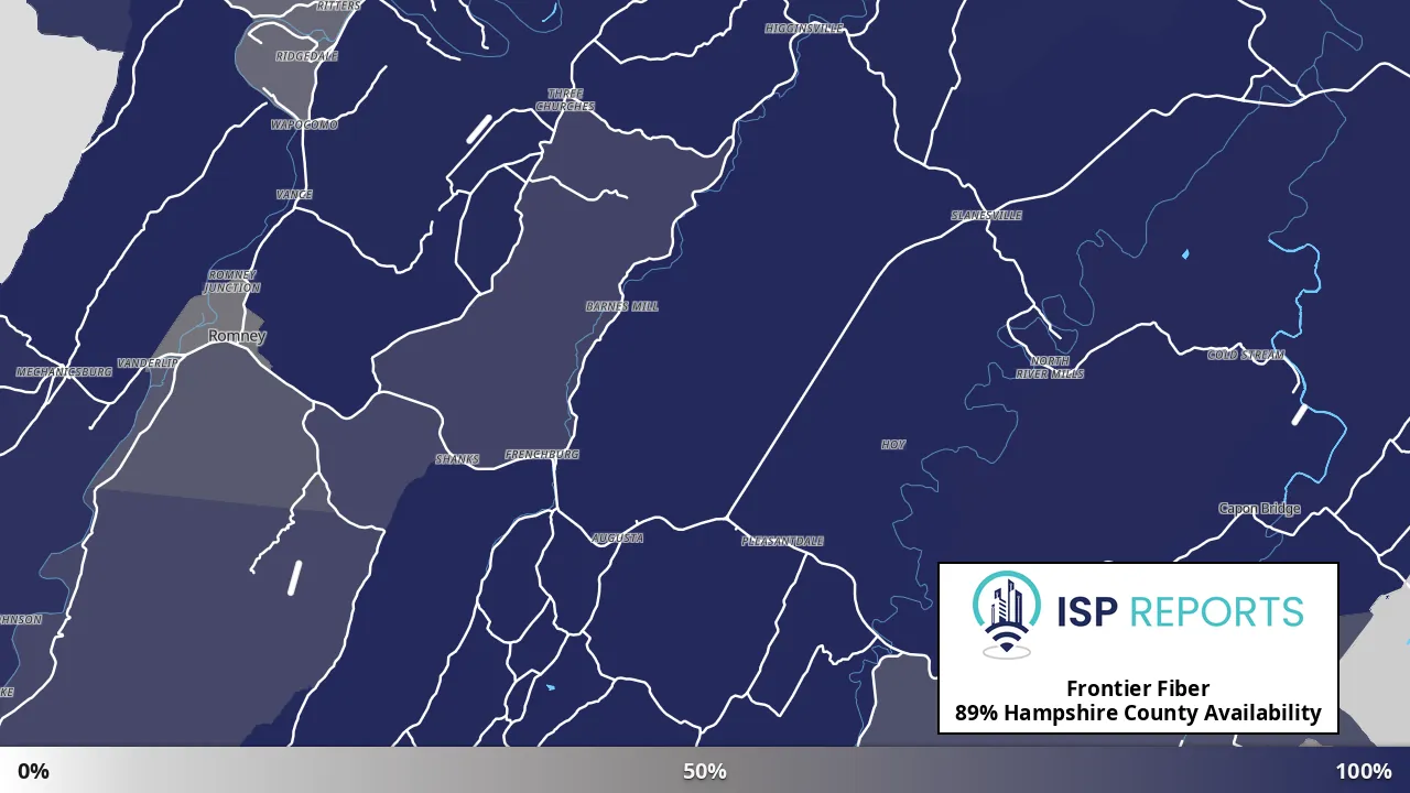 Hampshire County, WV map of internet availability