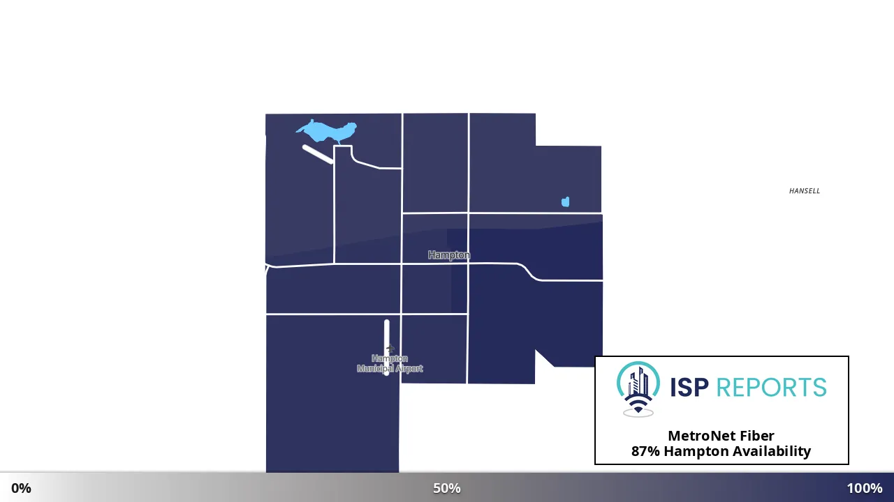 Hampton, IA map of internet availability