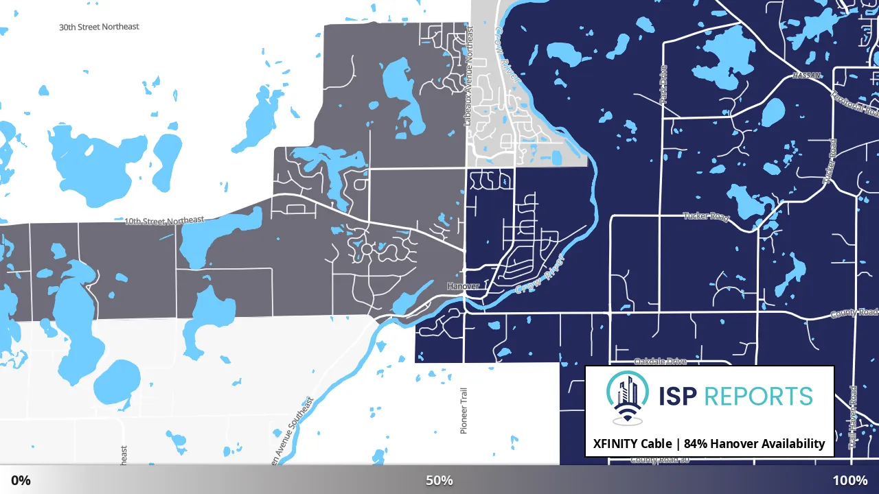 Hanover, MN map of internet availability
