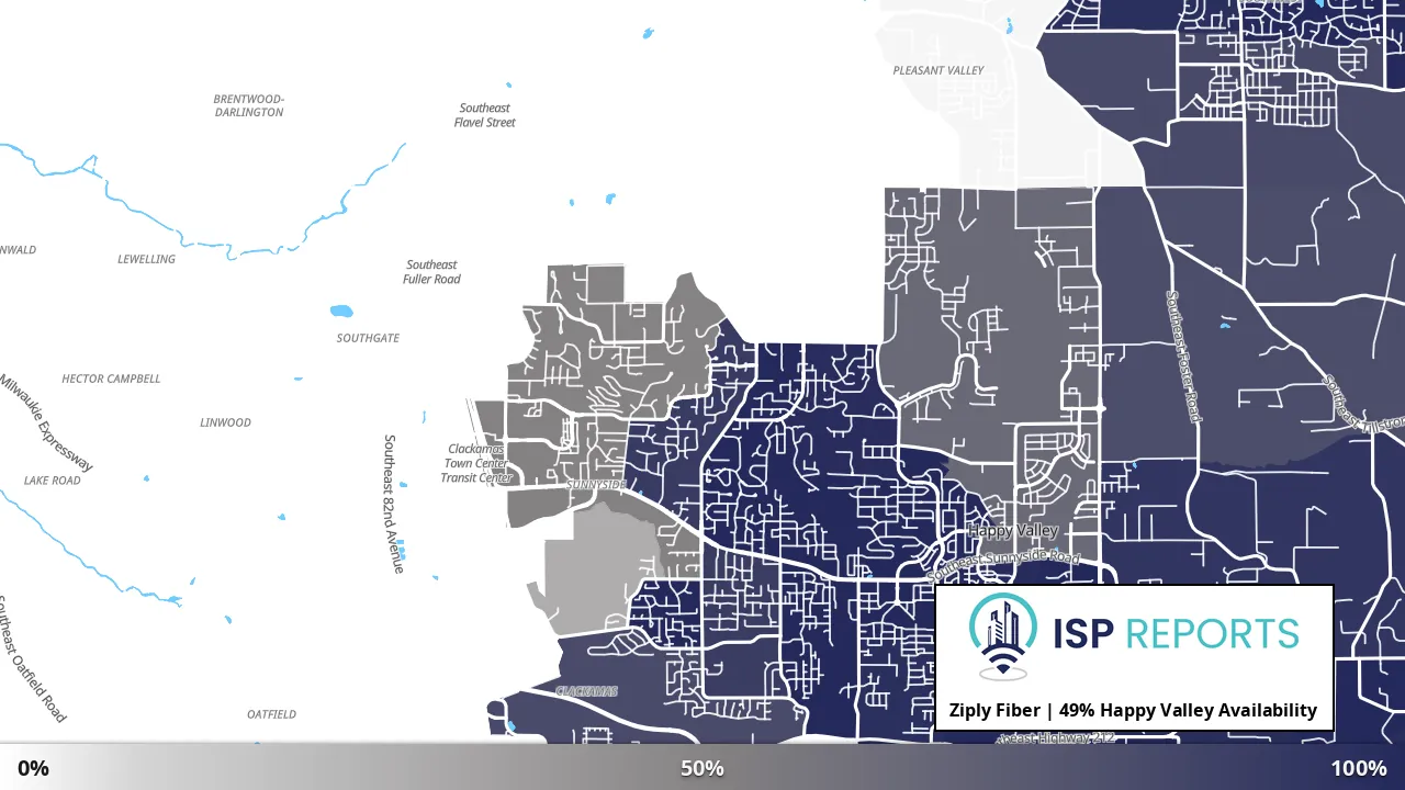 Happy Valley, OR map of internet availability