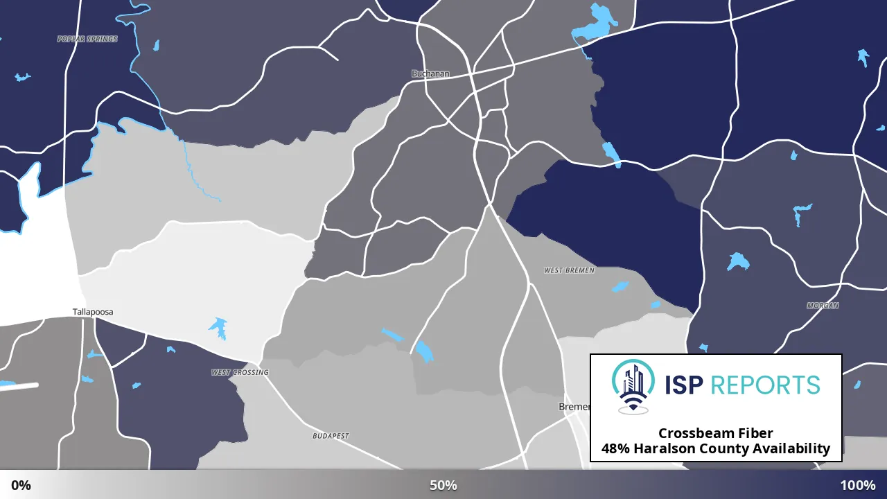 Haralson County, GA map of internet availability