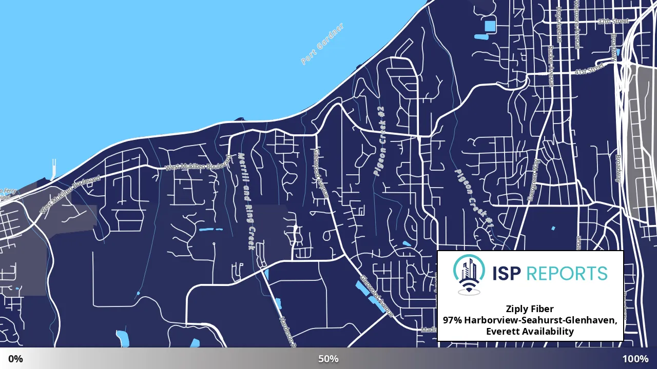Harborview-Seahurst-Glenhaven, Everett, WA map of internet availability