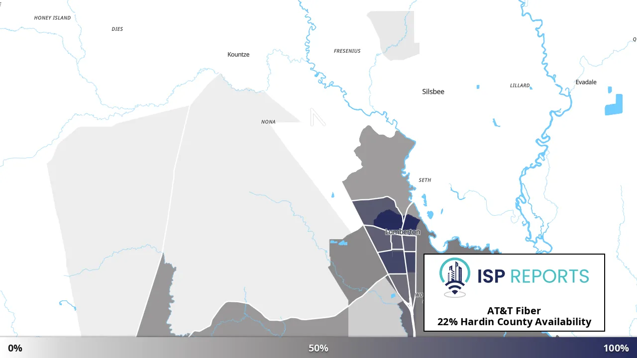 Hardin County, TX map of internet availability