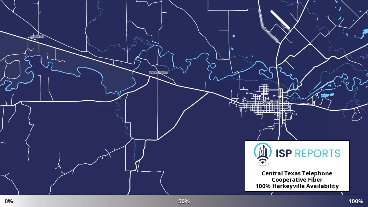 Harkeyville, TX map of internet availability