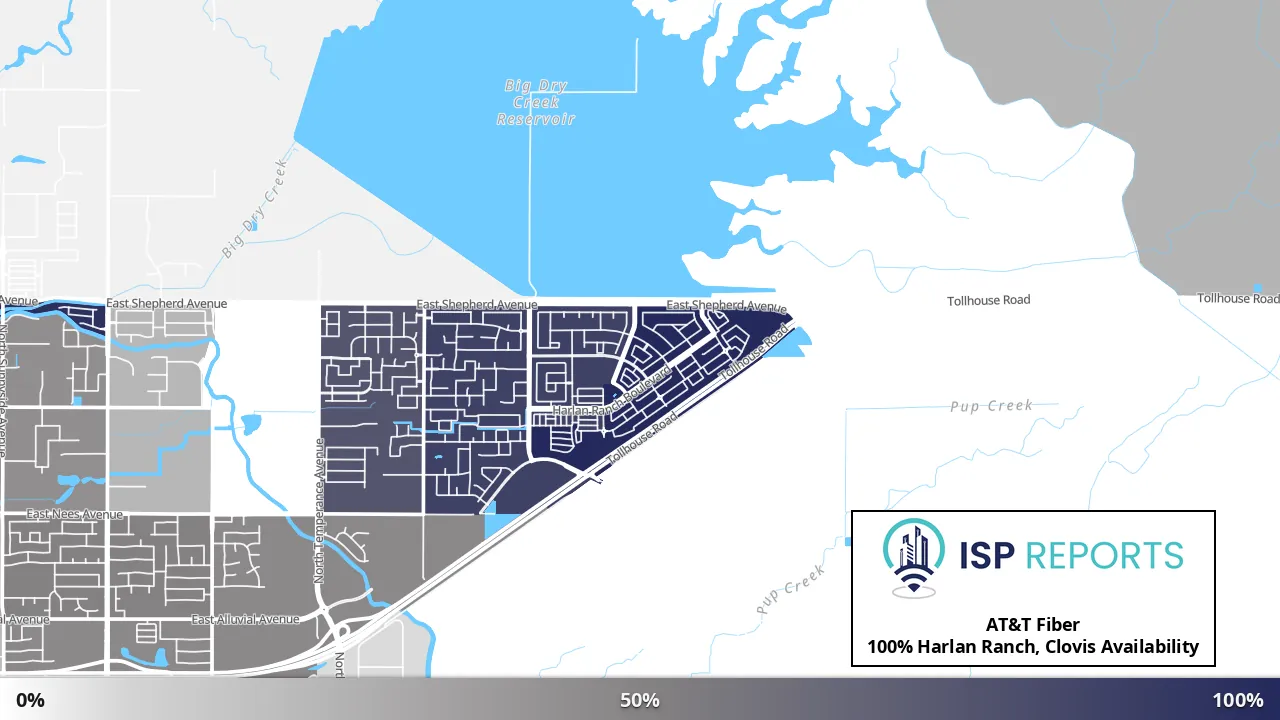 Harlan Ranch, Clovis, CA map of internet availability