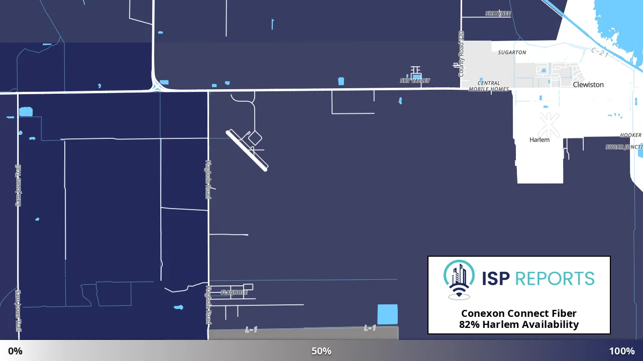 Harlem, FL map of internet availability