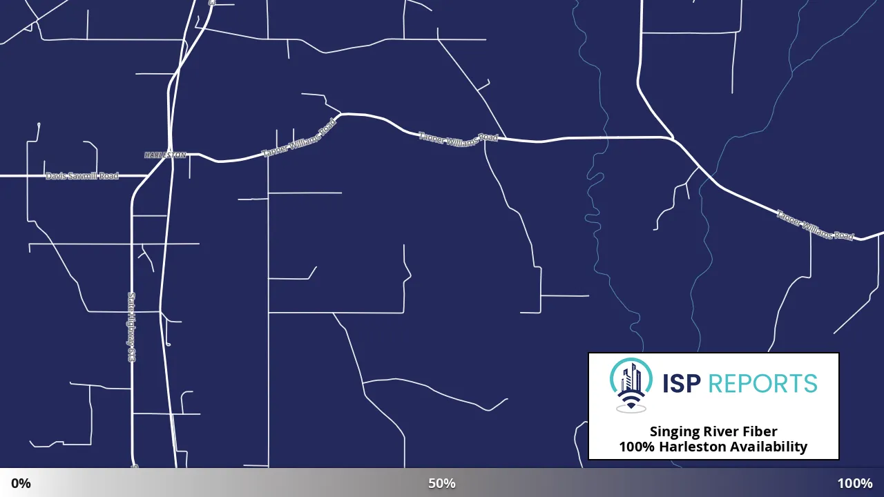 Harleston, MS map of internet availability