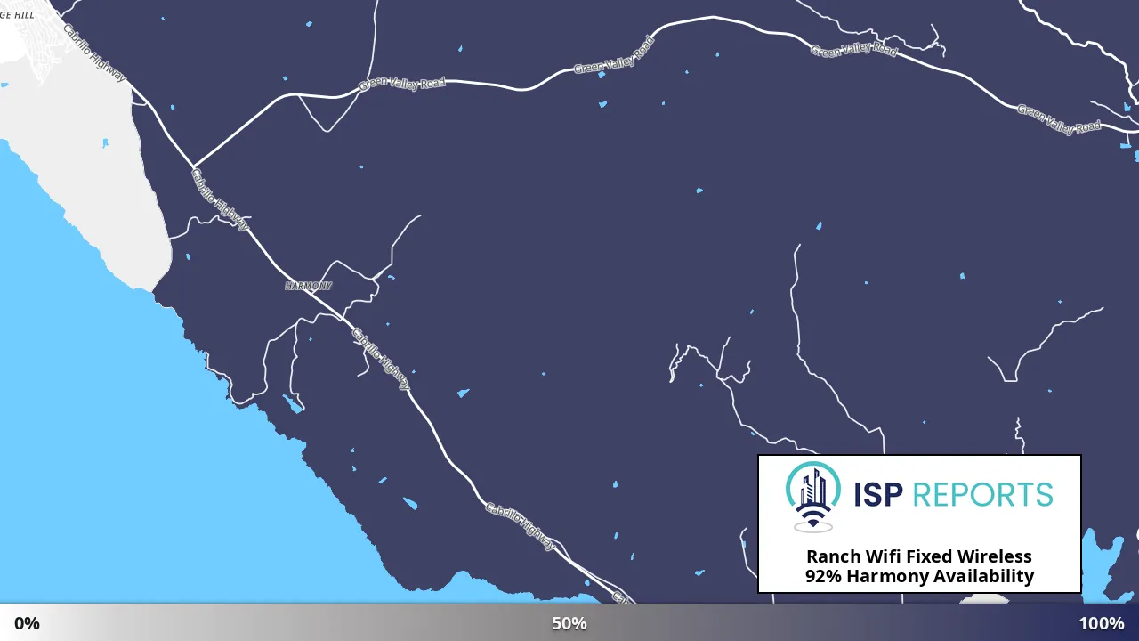 Harmony, CA map of internet availability