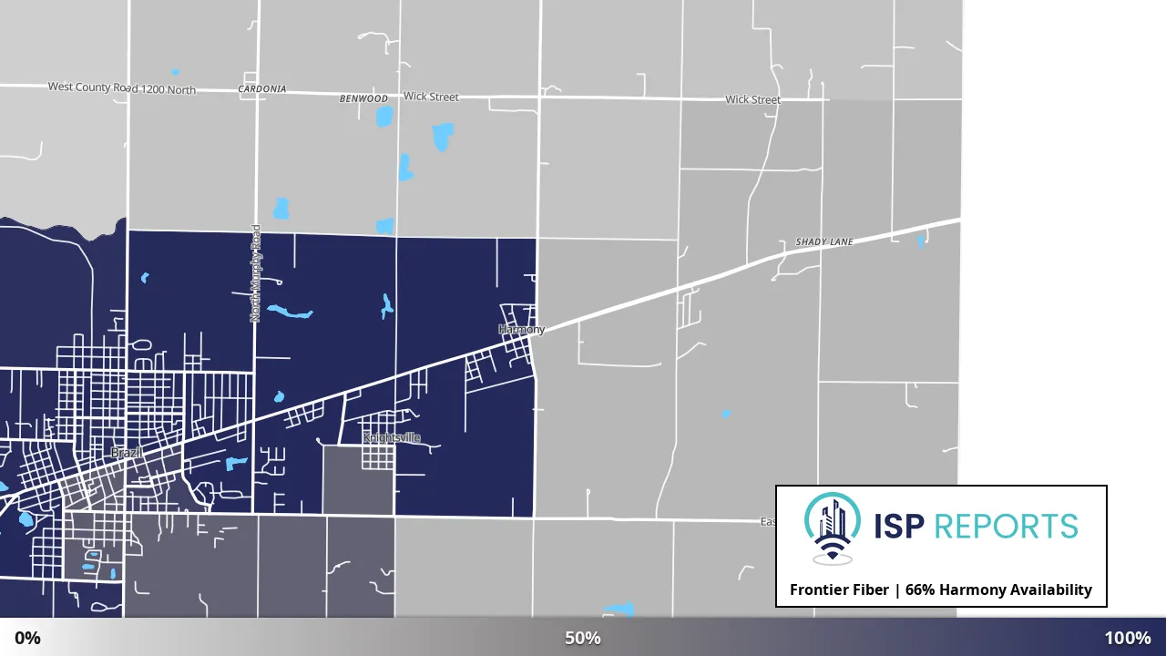 Harmony, IN map of internet availability