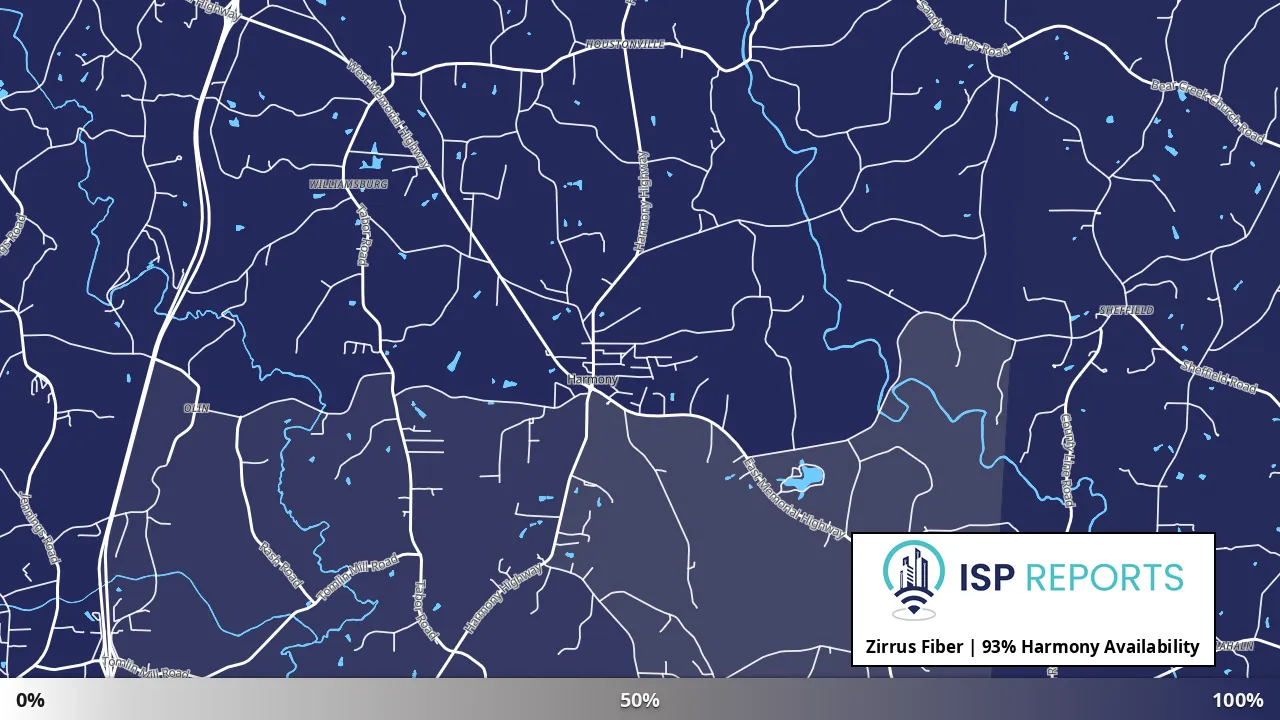 Harmony, NC map of internet availability