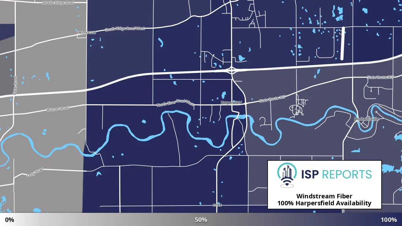 Harpersfield, OH map of internet availability