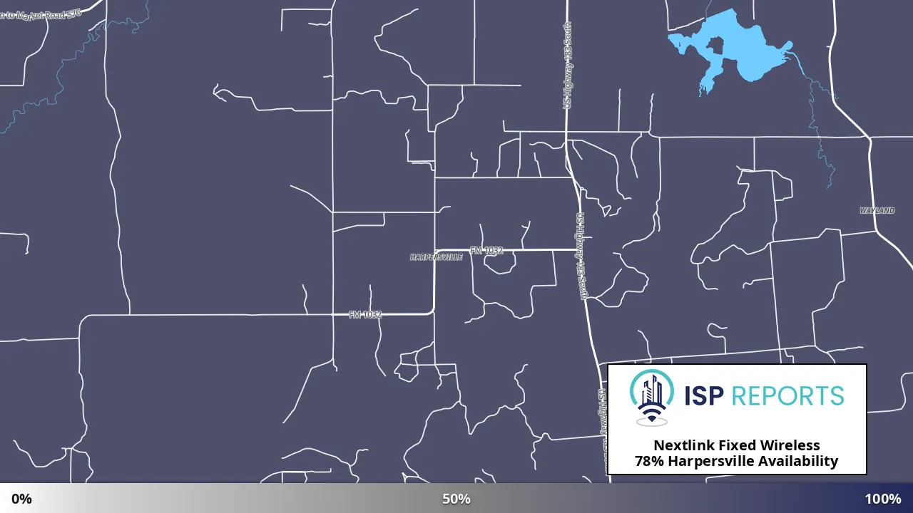 Harpersville, TX map of internet availability