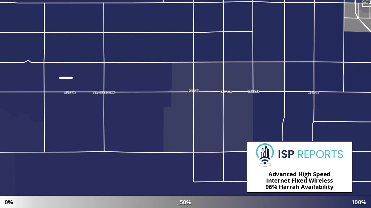 Harrah, WA map of internet availability