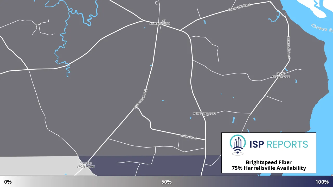 Harrellsville, NC map of internet availability