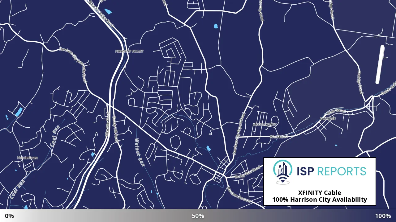 Harrison City, PA map of internet availability