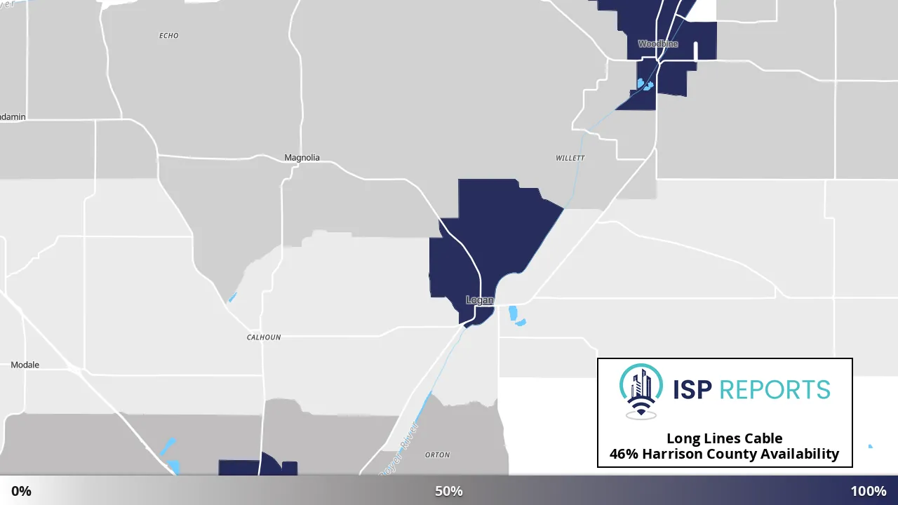 Harrison County, IA map of internet availability