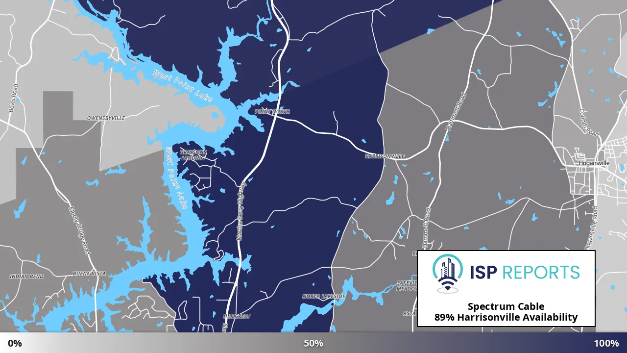 Harrisonville, GA map of internet availability