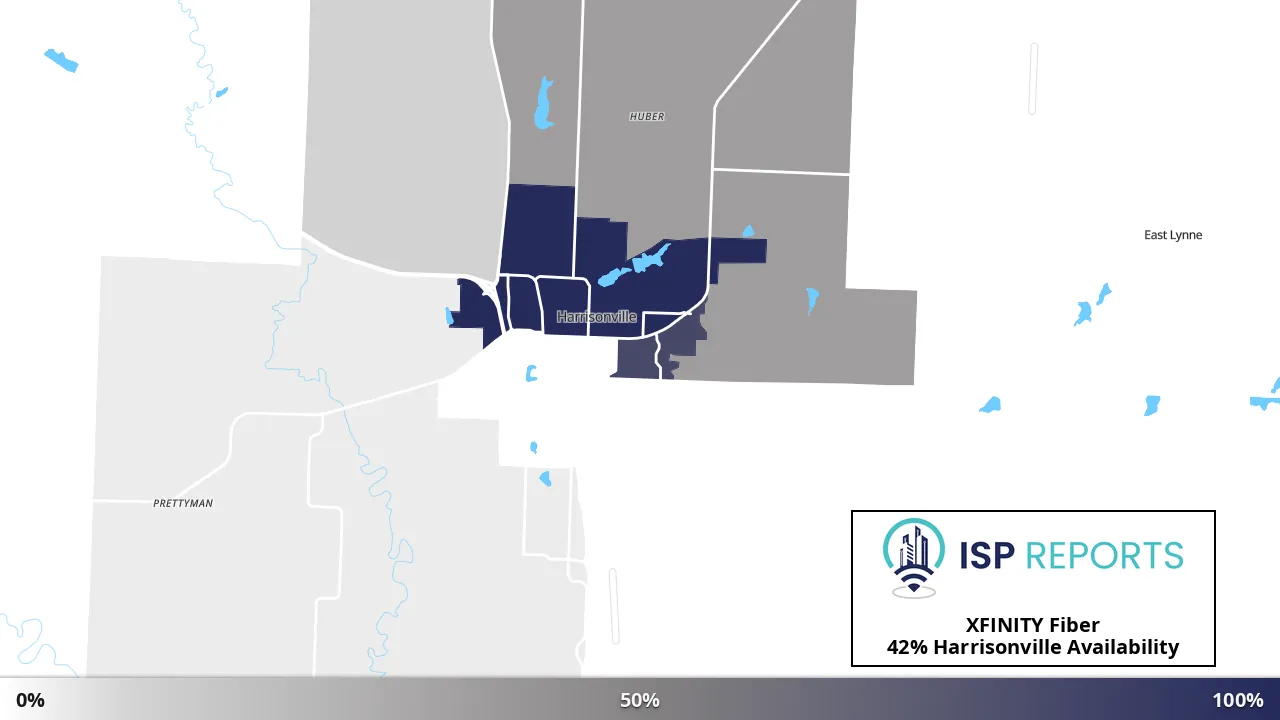 Harrisonville, MO map of internet availability