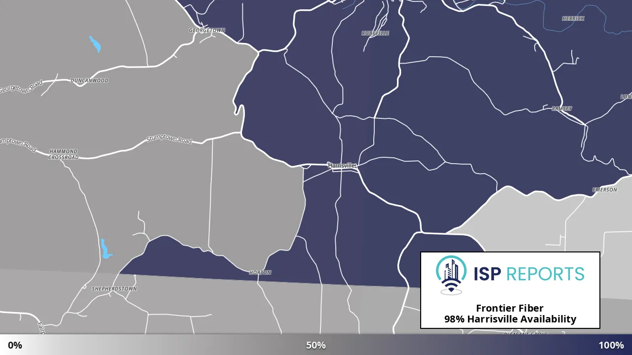 Harrisville, OH map of internet availability